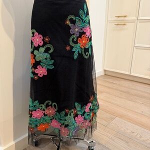 Flowered Illusion Long Skirt